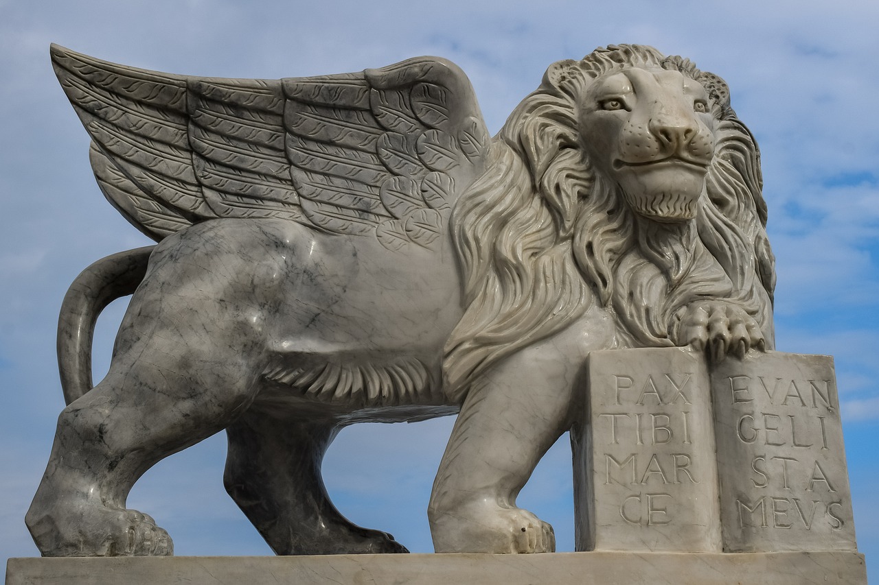 The winged lion symbolic of Mark's Gospel. Image credit: dimitrisvetsikas1969 on Pixabay.