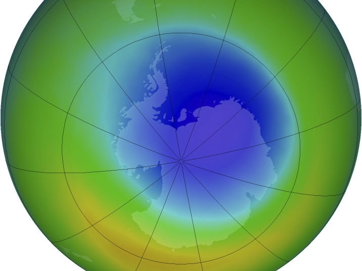 Ozone hole over Antarctica
