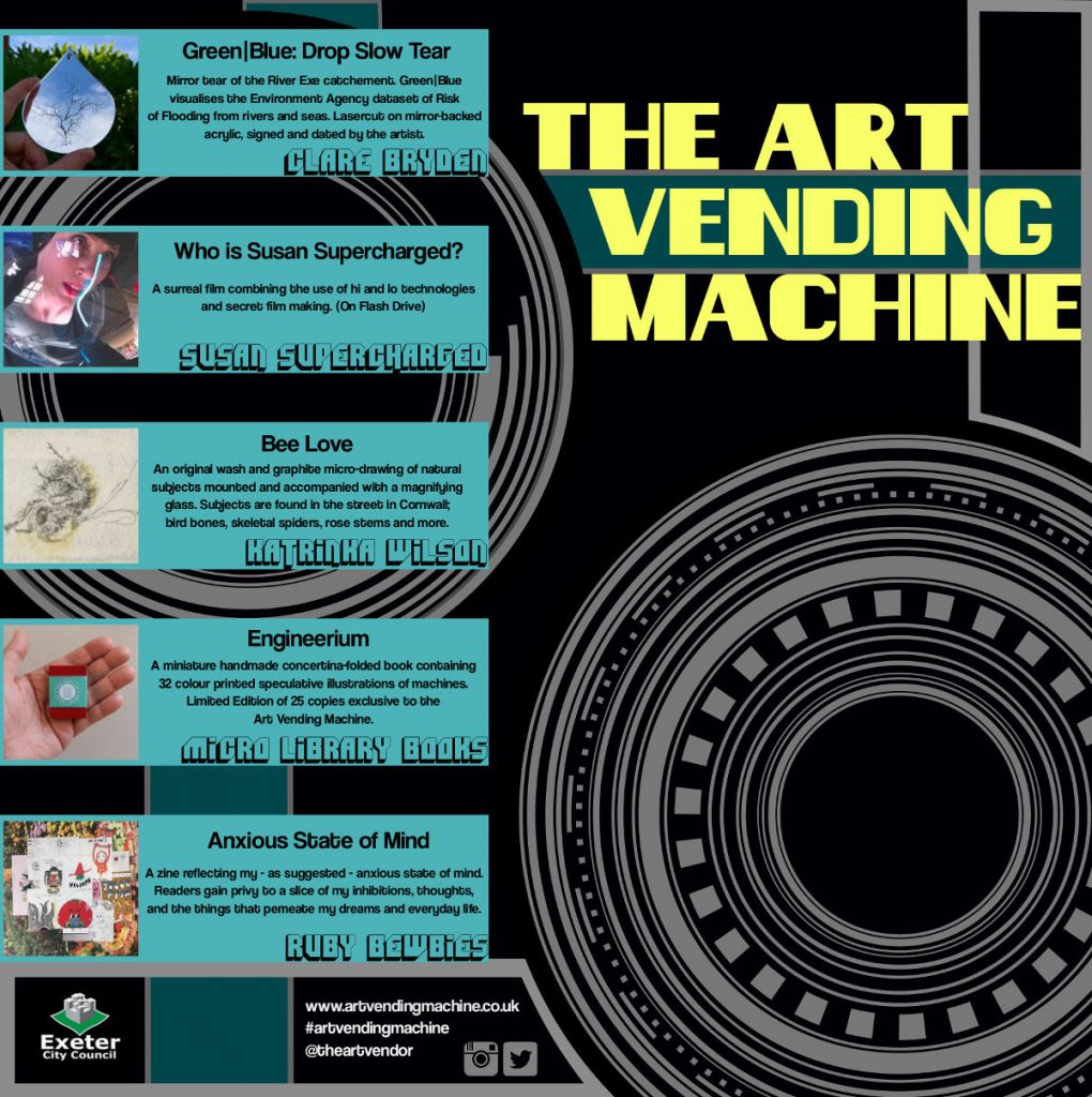 Poster for November artwork, Art Vending Machine at Exeter Phoenix. Image source: artvendingmachine.co.uk.