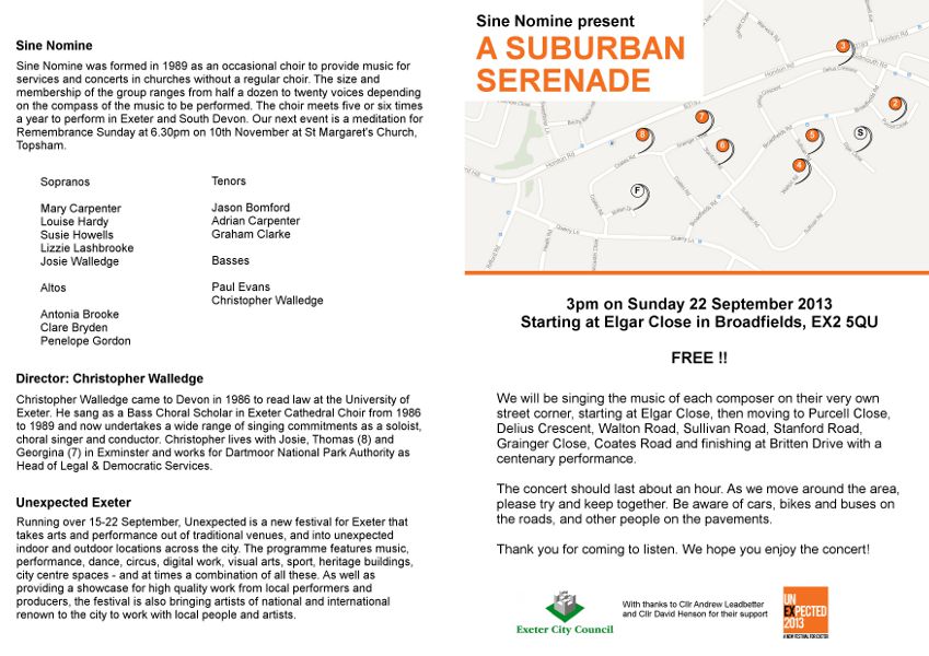 Programme for A Suburban Serenade, cover