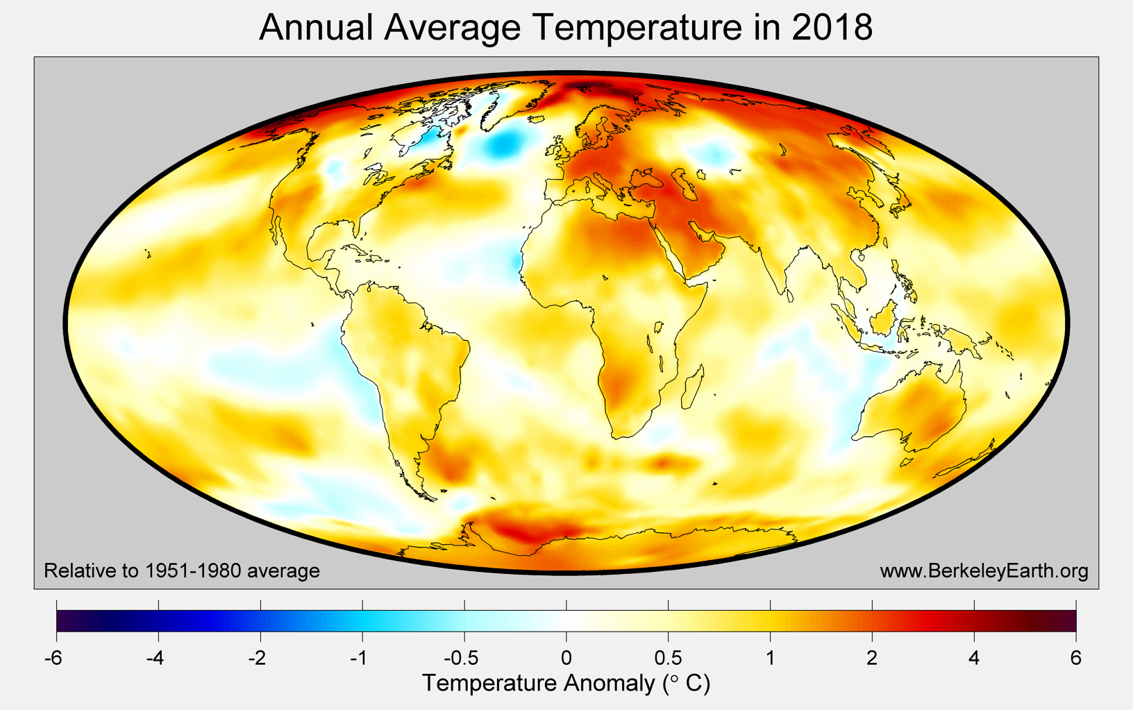 Temperature Map 2018. Image credit: Berkeley Earth.